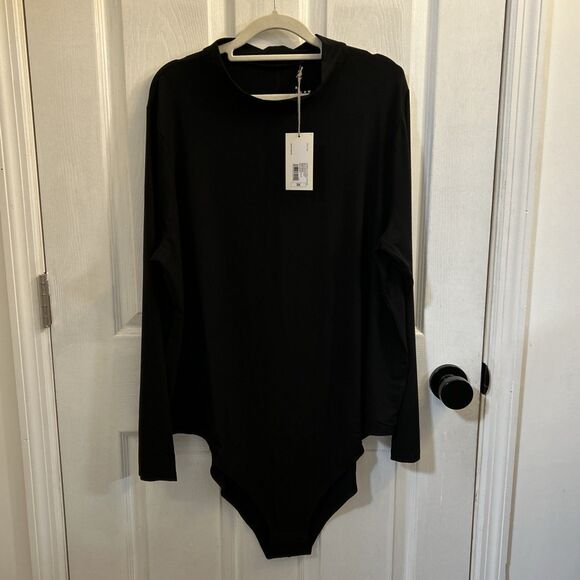 NWT A New Day Women’s Mock Turtleneck Bodysuit Black 3X Plus Size Snap Closure - Picture 1 of 16